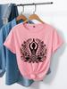 Lotus Mandala Fashion Printed Short Sleeve T-Shirt Breathable AndComfortable Round Neck Casual Top And Suitable for All Seasons