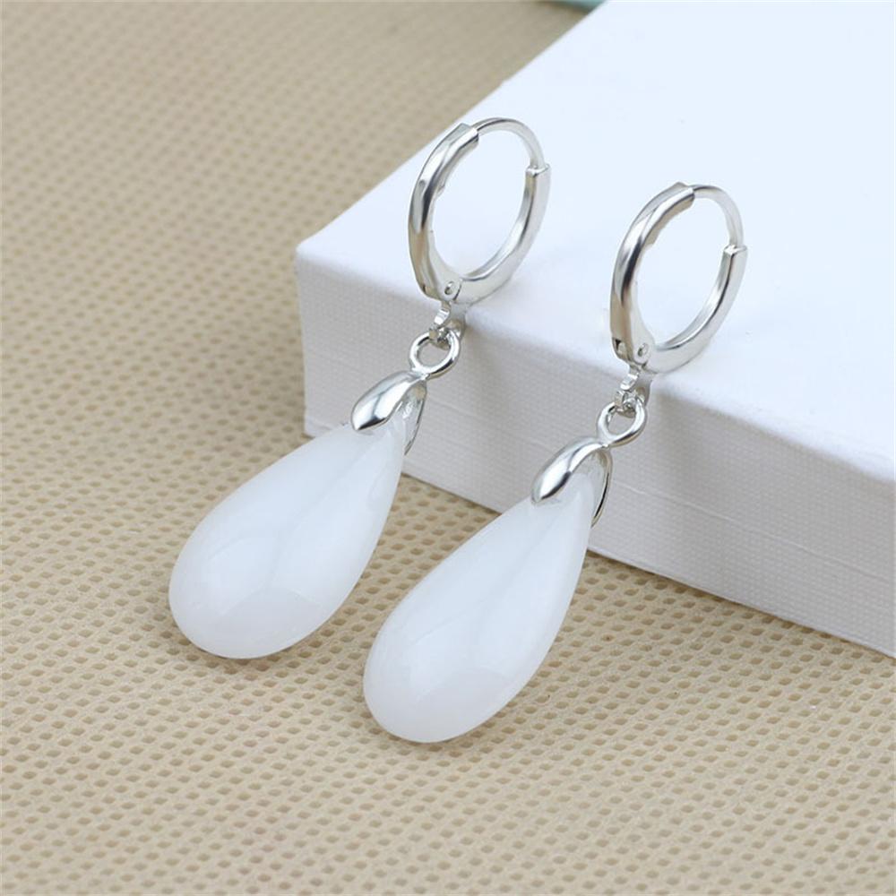 Orecchini a lobo Goccia d'Acqua in Giada Bianca e Verde Naturale per Donna Orecchini Pendenti Trendy in Pietra di Giada Gioielli Vintage per Feste Sposa Regalo