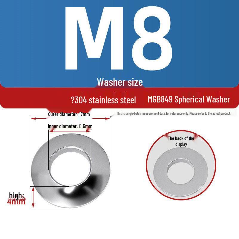 304 Stainless Steel Conical, Spherical, and Concave Convex Washers (M6, M8, M10, M12)