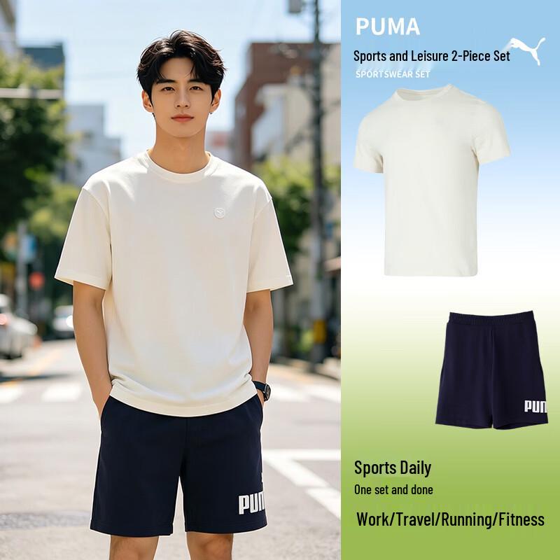 PUMA Men s Short-Sleeve  Shorts Sportswear Set M