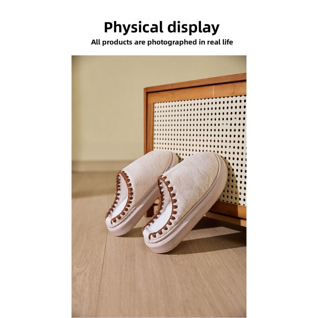 Winter Cotton Slippers for Keeping Warm At Home with Thick Velvet and Fur, Indoor Non Slip Cotton Slippers for Home Use