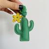 Handmade Leather Bag Pendant Cactus Car Keychain Creative and Refined Gift