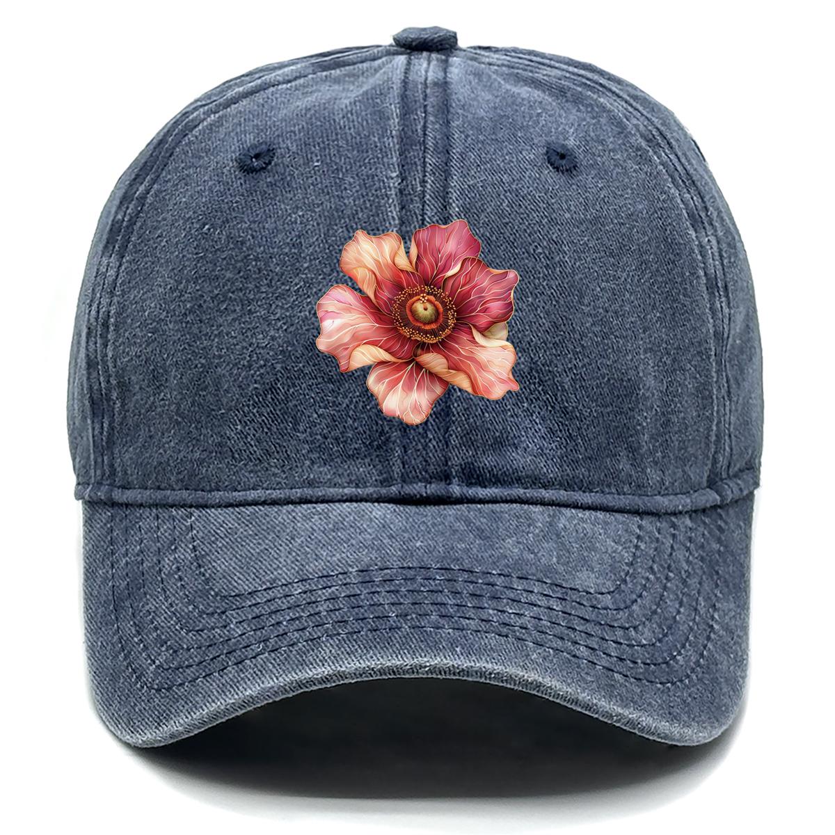 

Red Flower Print Snapback Baseball Cap, Mesh Hat Hip Hop Sunshade Sporting Leisure Snapback Baseball Hat as the picture темно-синий