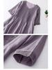 2024 Summer Women's Cotton-Linen V-Neck Pleated Retro Dress