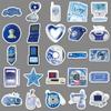 50pcs Blue Y2K Digital Graffiti Stickers: Retro Creative Decals for Phone, Tablet, Laptop
