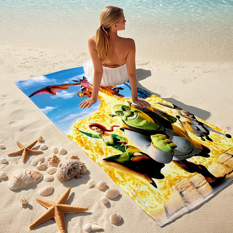 1pc Shrek4 Beach Towel, Comfortable and Thick, and Swimming/Bath/Picnic/Camping Towel, Suitable for Seaside Beaches