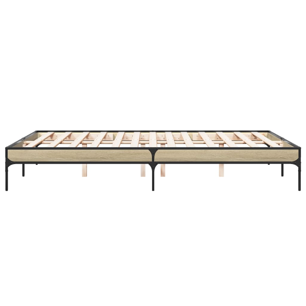 Bed Frame in Sonoma Oak Finish 140 x 200 cm Made of Wood Based Material and Metal