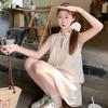 French Korean lace-up vest sleeveless dress women's summer new small bud short skirt set