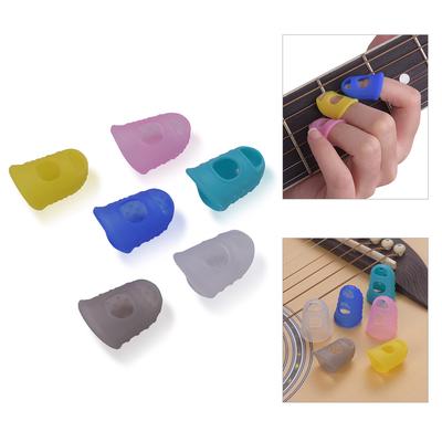 6 stücke Gitarre Silikon Finger Fingertip Protektoren für Gitarre Ukulele Anfänger (Zufällige Farbe