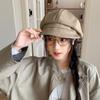 25 Early autumn new British retro octagonal hat women's big head circumference showing face small newsboy hat