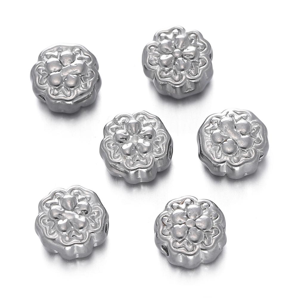 Stainless Steel Flower Beads, Perforated Six-valve Flower Septum Beads DIY Jewelry Accessories