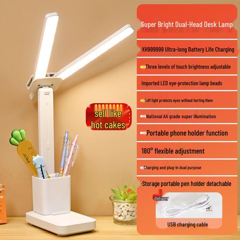 Eye-Protective Desk Lamp with Long Battery for Students - Ideal for Study, Reading, Dorms, and Bedrooms