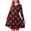 Vestito estivo da principessa per bambina - Vestito a T-shirt a manica lunga linea ad A San Valentino