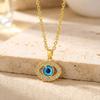 Turkish Blue Evil Eye Pendant Necklace For Women Men Zircon Resin Demon Eyes Stainless Steel Chain Choker Lucky Amulet Zircon