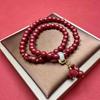 High-content Purple Gold Sand Bracelet with Pixiu, Double-circle Cinnabar Birthstone Bracelet