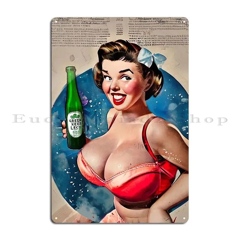 The Babes Of Bourbon Vol  Vodka Vixen Edition Sexy Vintage Pinup Art Illustration Metal Plaque Poster Living Room Club Bar