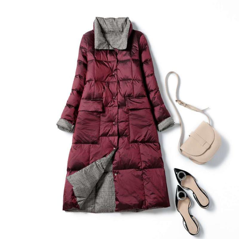 Doppelseitige mittellange Daunenjacke, Herbst-Winter-Rollkragenpullover, einreihig, weiße Entendaunen, warme Parkas, Schwarz, Gold, Grau, Grün, S-5XL
