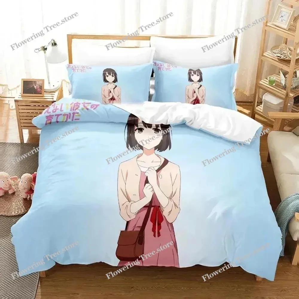 3D Anime Megumi Kato Saekano Bedding Set Duvet Cover Bed Set Quilt Cover Pillowcase Comforter king Queen Size Boys Adult Bedding