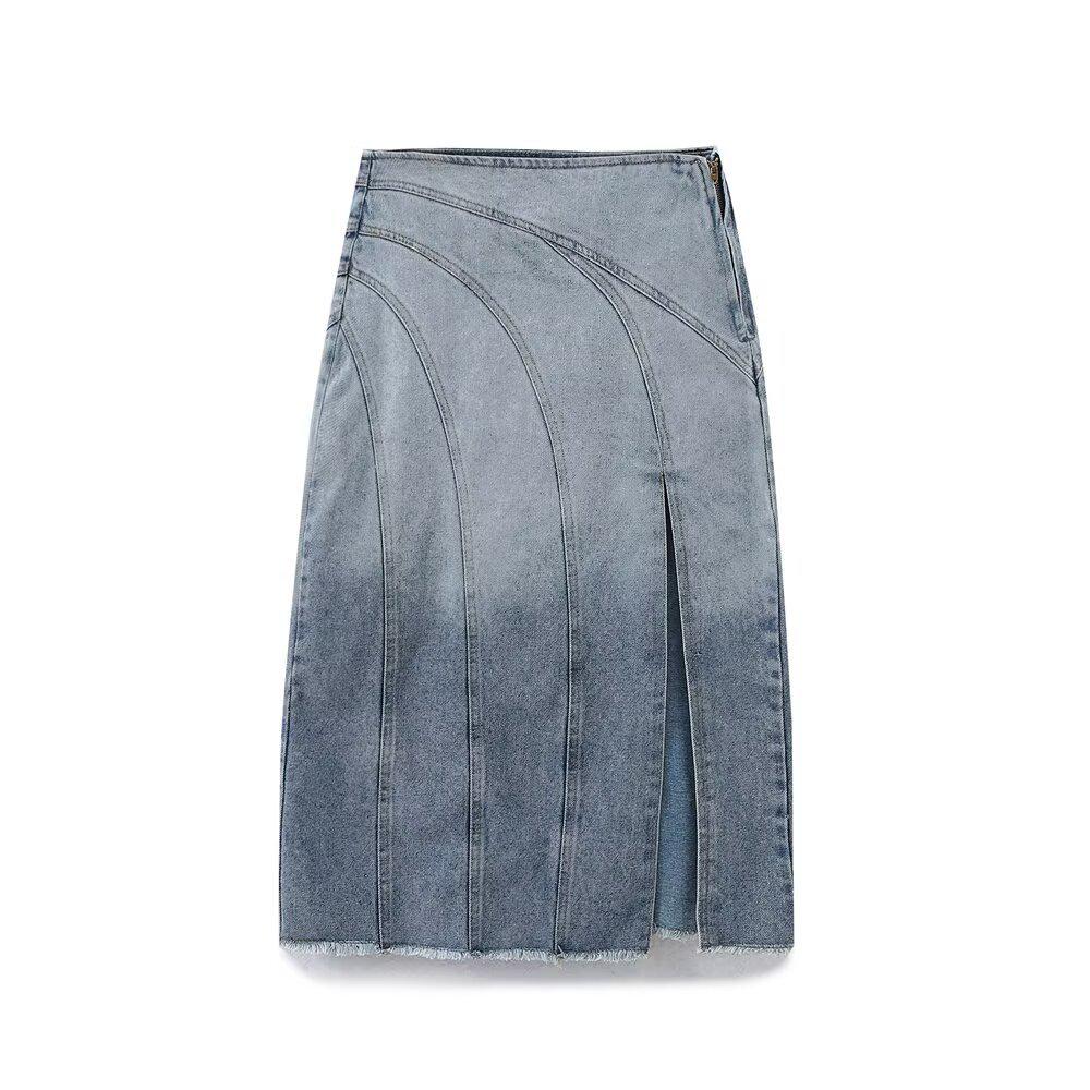 Spring & Autumn Women's Short Denim Jacket and Skirt Set - European & American Style