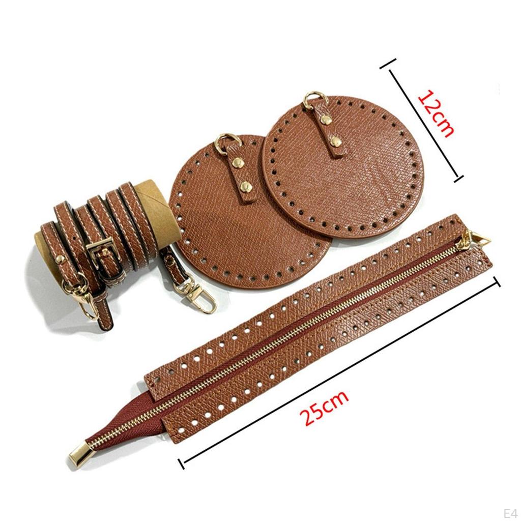 DIY Bag Making Kit With PU Leather Knitting Materials Shoulder Strap Zipper Holes Suitable for
