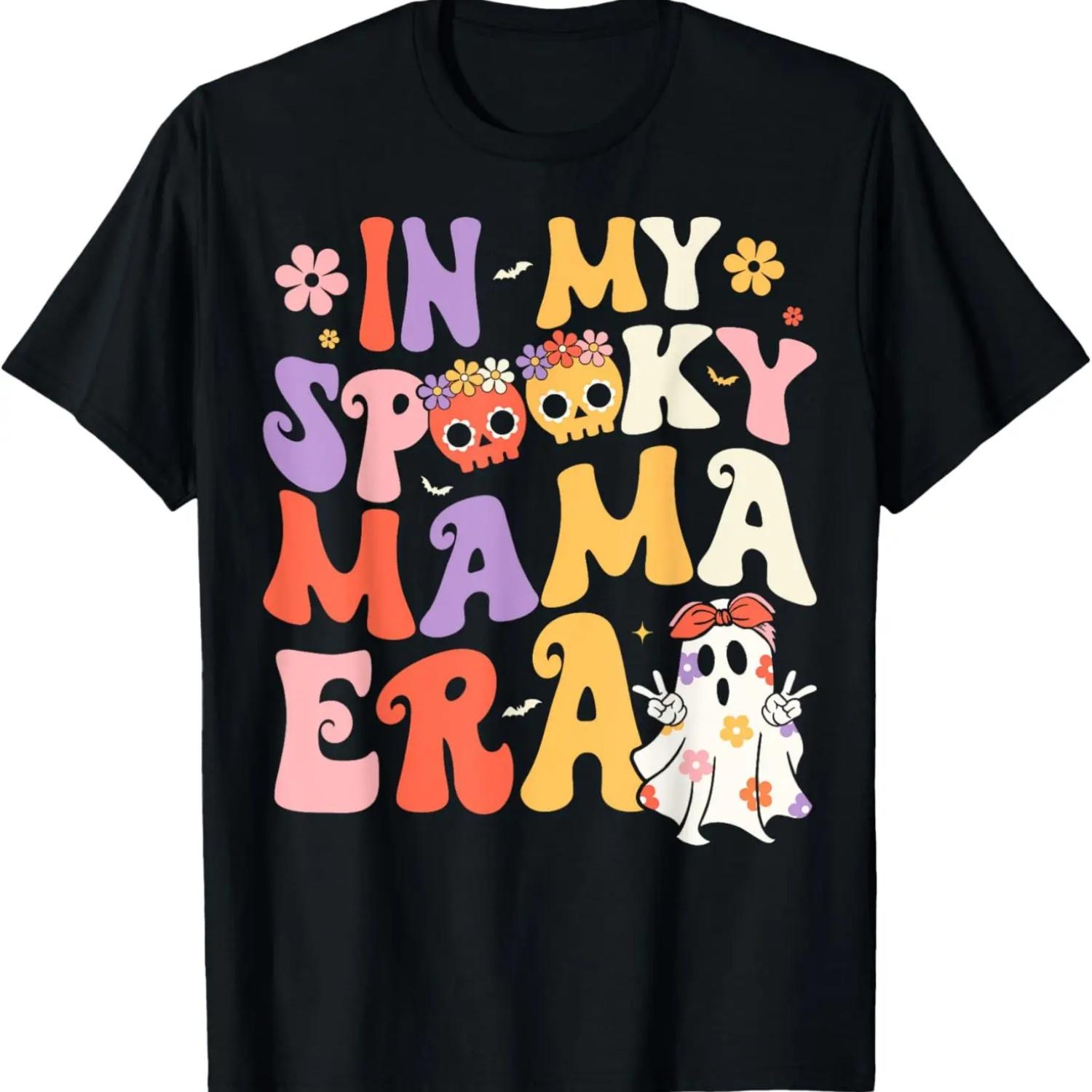 In My Spooky Mama Era Groovy Ghost Halloween Mom T-Shirt S
