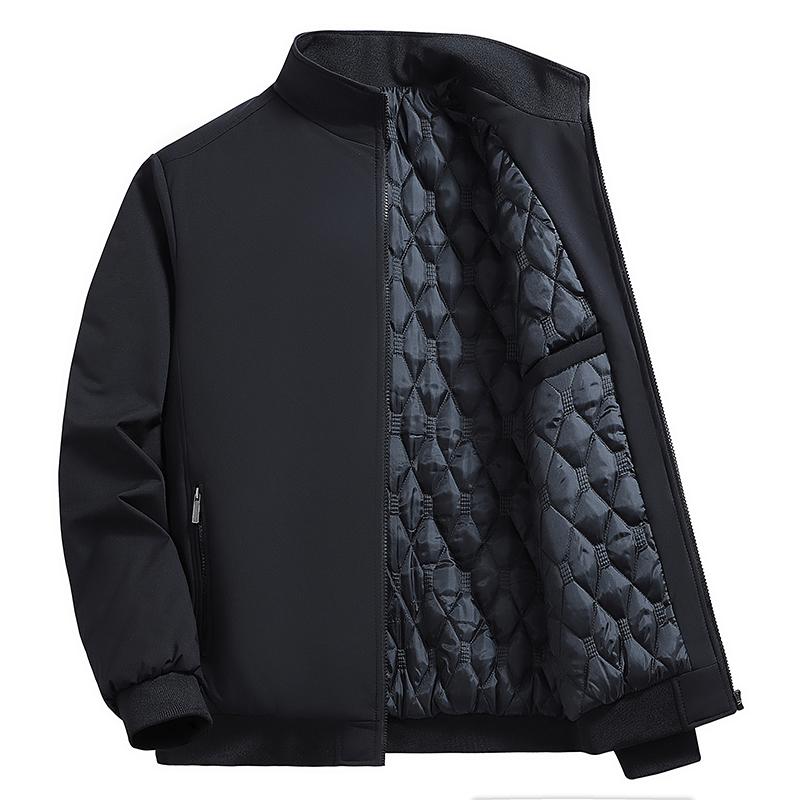 Chaqueta para mediana edad y ancianos, Chaqueta para hombre, Gruesa cálida con cuello alto, Chaqueta de algodón casual grande, Chaqueta de algodón cálida de terciopelo para invierno
