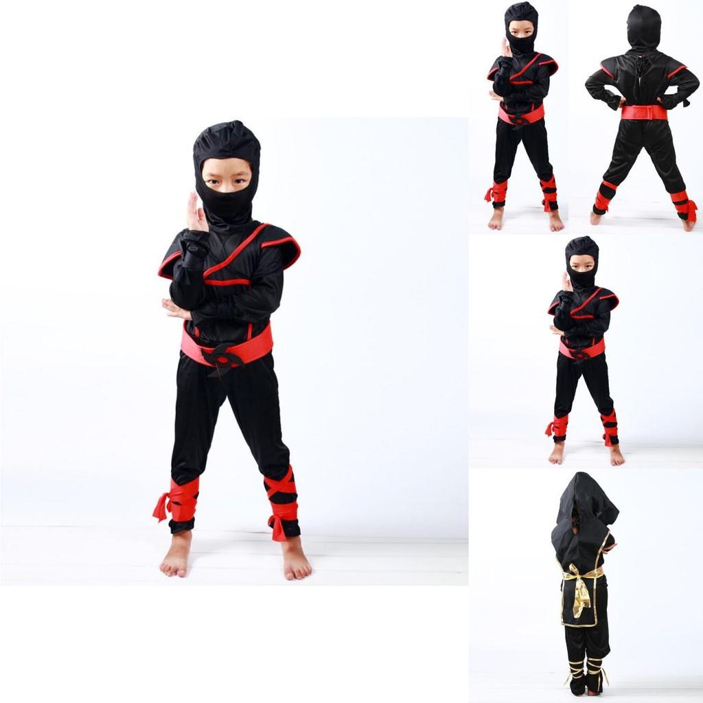 Stunning Boys Kids Ninja Assassin Samurai Warrior Fancy Dress Costume For Halloween