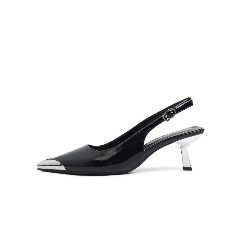 

Модные новые женские босоножки-котята с острым носком, женские туфли на высоком каблуке, сексуальные шлепанцы, женские трендовые туфли-слингбэки, неглубокие zapatos mujer 40 чёрный