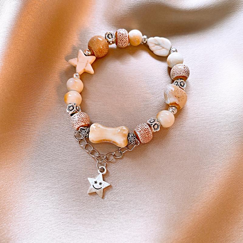 Cartoon children's fun ceramic bracelet summer new small fresh versatile bracelet new Chinese retro high-end jewelry women