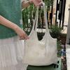 Fashion Vintage Solid Color Knitted Hollow Tote Bag Large Capacity Shopping Shoulder Bag Crochet Handbag for Women CLE