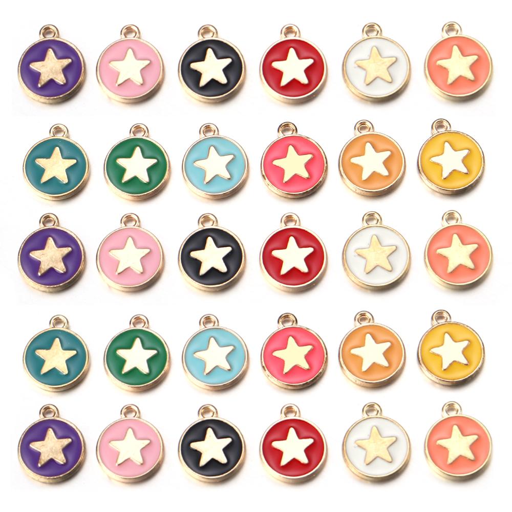 10pcs/lot Alloy Star Charms Color Drop Oil Charm Bead for Jewelry Making DIY Necklace Pendant Earrings Handmade Accessories