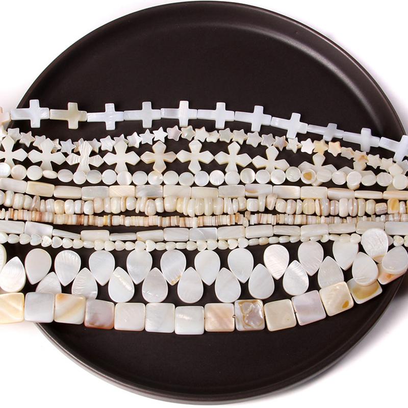 Natural White Mother Of Pearl Shell Beads Loose Flat Oval Teeth Round Star Nugget Freshwater Shell Chip Charms Beads For Jewelry