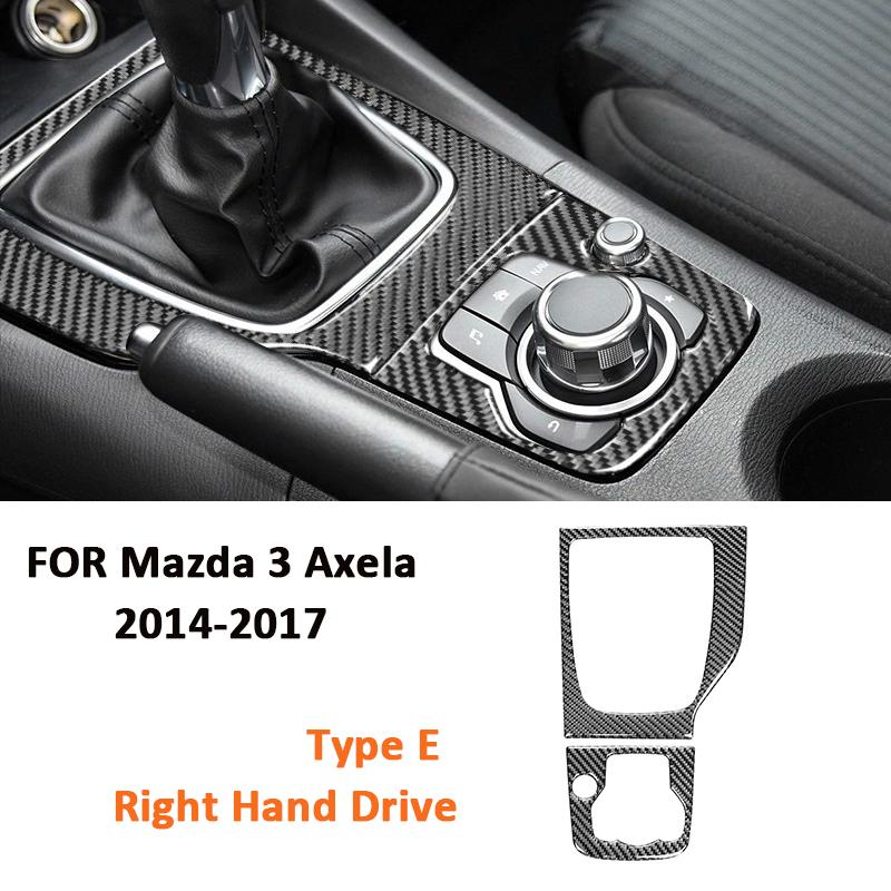 Carbon Fiber Car Interior Type-E Gear Shifter Panel Trim Frame Decoration Sticker For Mazda 3 Axela 2014-2017 Auto Accessories