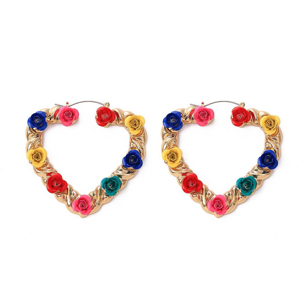 

Beautiful Earrings Heartshaped With Floral Design Great For Holiday And Gifts Birthday Colorful