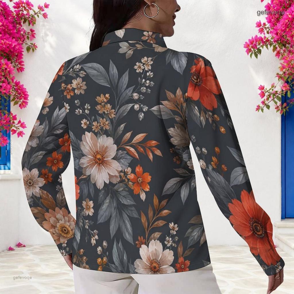 Womens Plus Size Collared Long Sleeve White Button Front Shirt