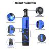 30FT-LBS Torque Cordless Electric Wrench Set Rechargeable 3/8'' 90° Ratchet Angle Wrench Car Bicycle Repairing Power Tool