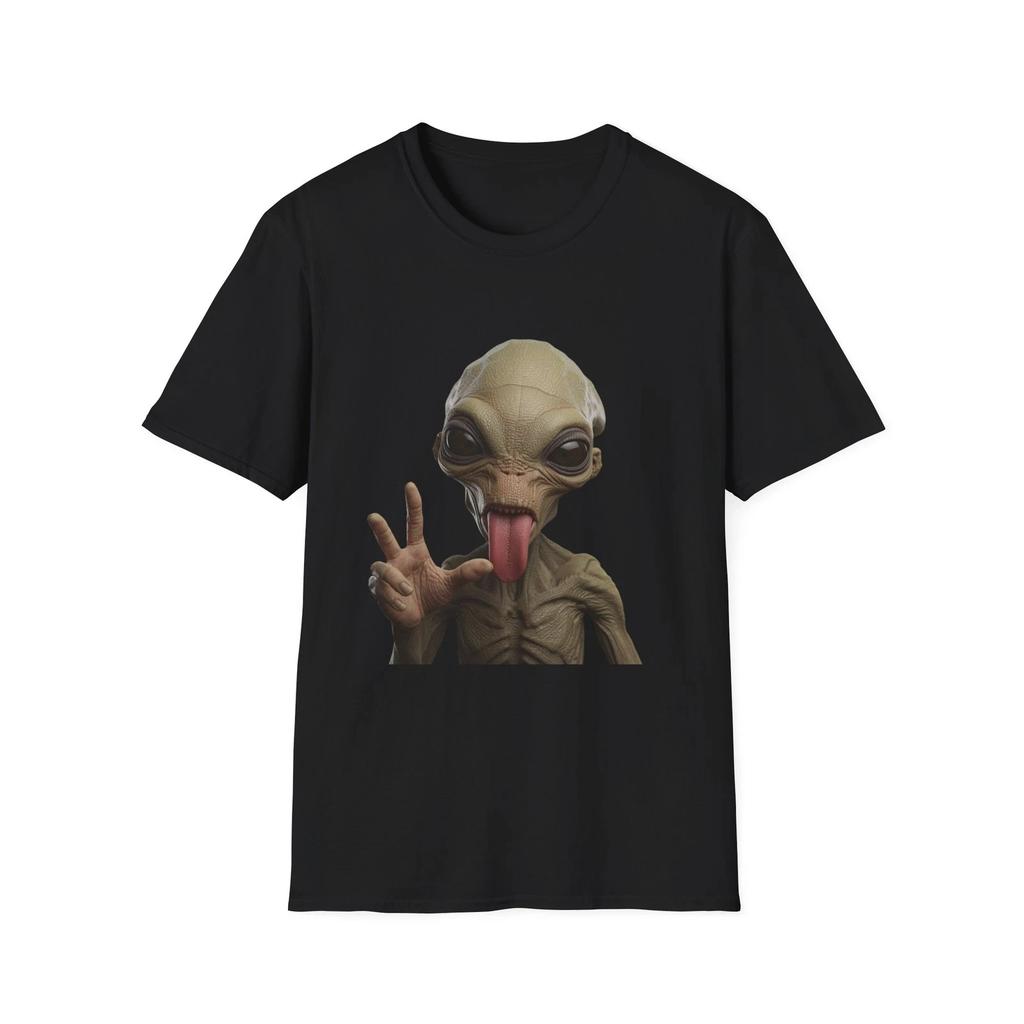Silly Alien Peace Sign Children's Children's T Children's T-shirt | Funny Tongue-Out Extraterrestrial