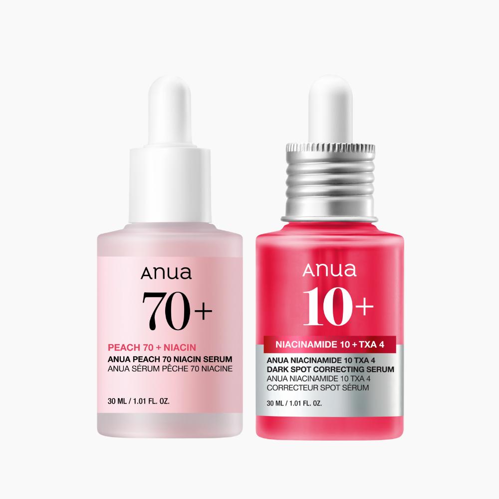 ANUA Peach Brightening Booster Set Peach Niacin Serum 30ml + TXA Dark Spot Correcting Serum 30ml