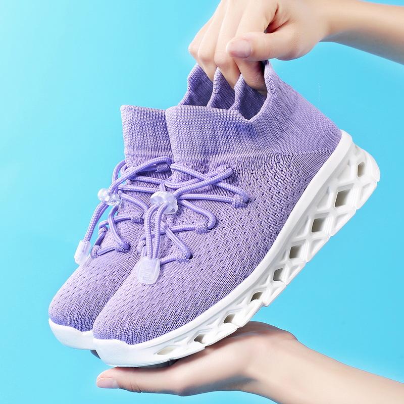 

Slow shock high elastic flying woven socks shoes women s shoes light and breathable summer sports classmates large size small size shoes 33 фіолетовий