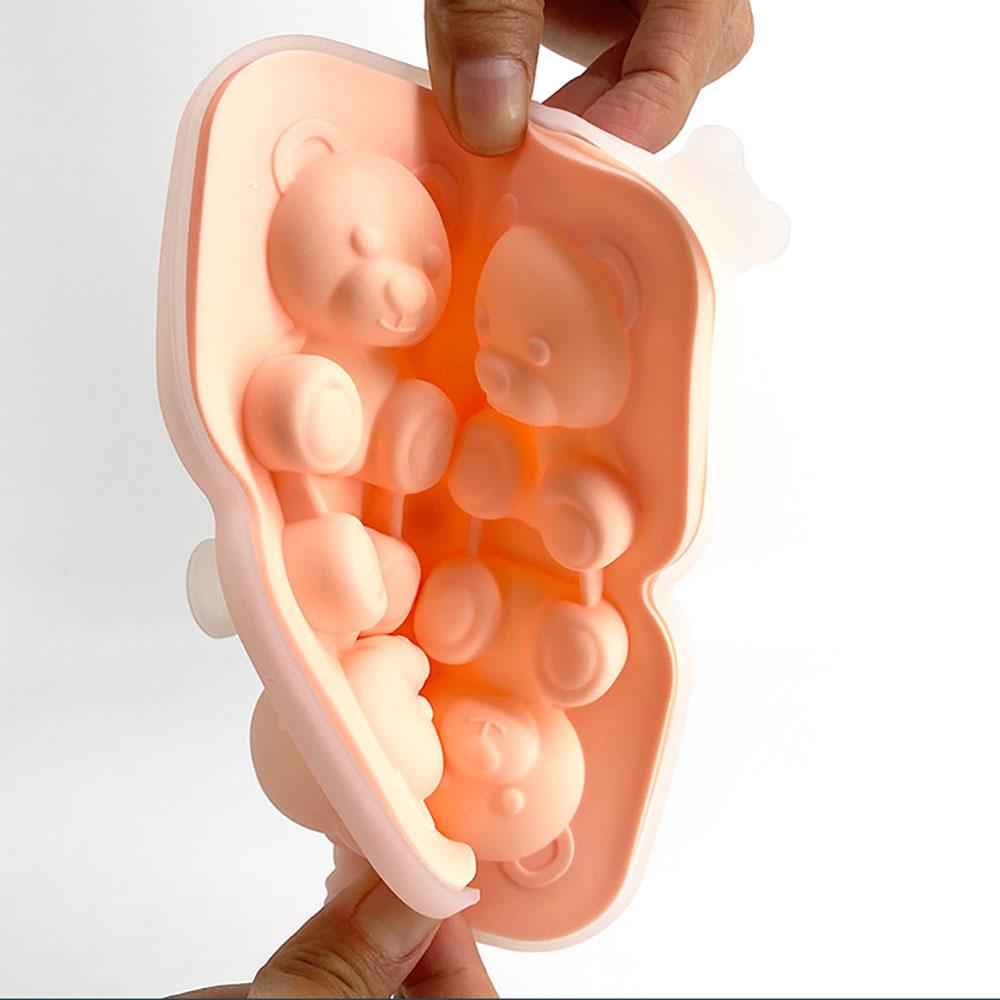 Silicone World DIY 4/2 Cute Bears Shape Ice Cube Silicone Mold Ice Grid Home Kitchen Ice Cream Molds Ice Ball Ice Making Box