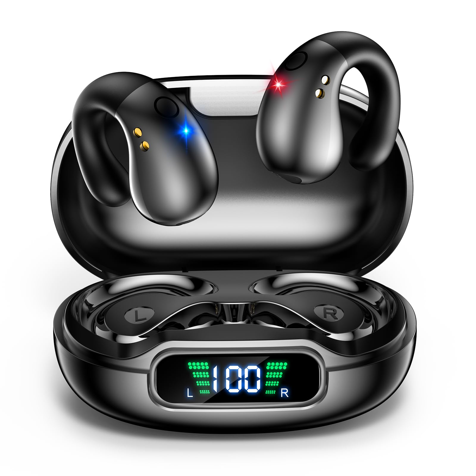 

Bluetooth OWS Воздушная проводимость Ушной манжет Клипса для уха Без костной проводимости Открытый звук Утечка звука Нет Bluetooth Цифровой светодиодный Мгновенно Предотвращает Ушной крючок Декоративное ухо чёрный