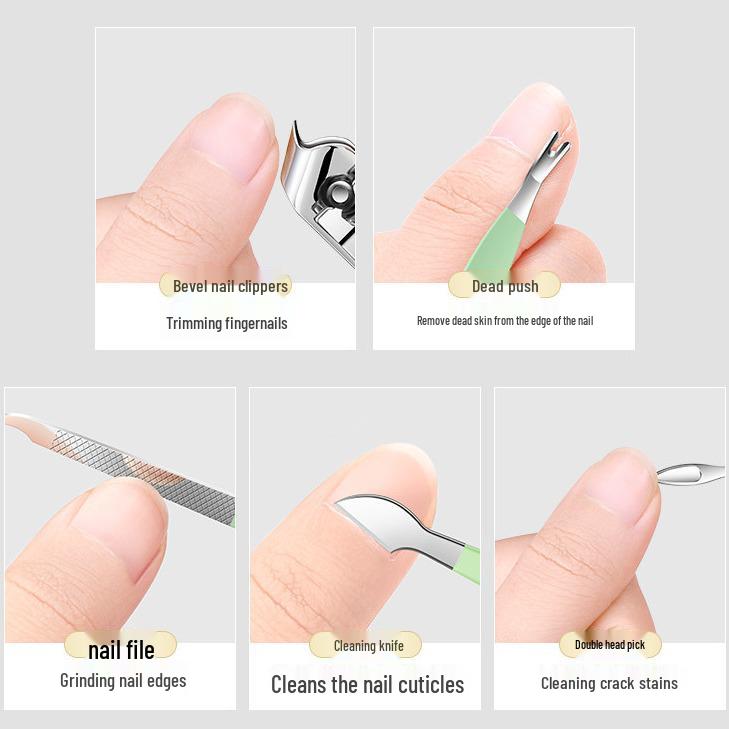 16-Piece Manicure Set: Nail Clippers, Pliers, Ear Pick, Cuticle Scissors, Pedicure Tools, Folding Bag.