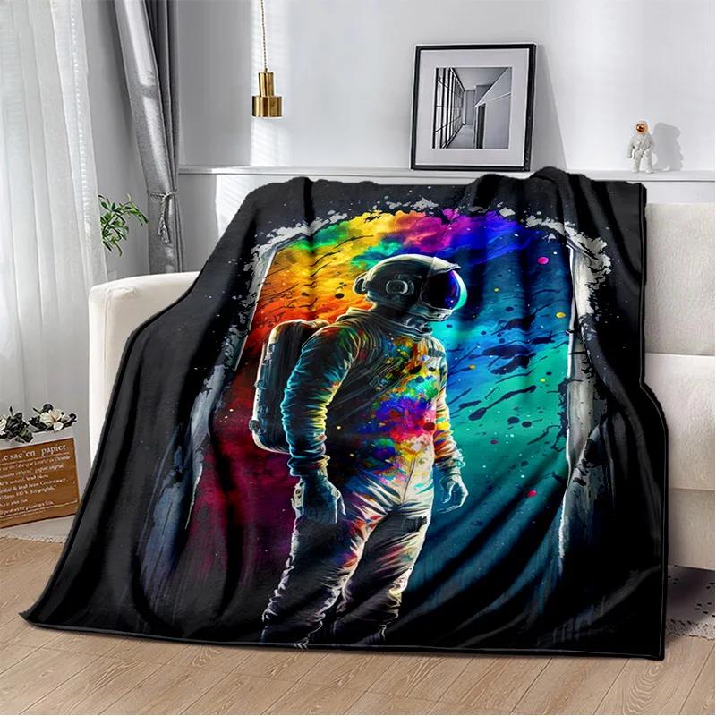 3D Outer Space Astronaut Universe Spaceman Cartoon Blanket,Soft Throw Blanket for Home Bedroom Bed Sofa Office Cover Blanket Kid
