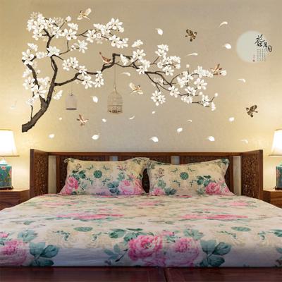 187x128cm Large Size Tree Wall Stickers Birds Flower Home Decor Wallpapers for Living Room Bedroom