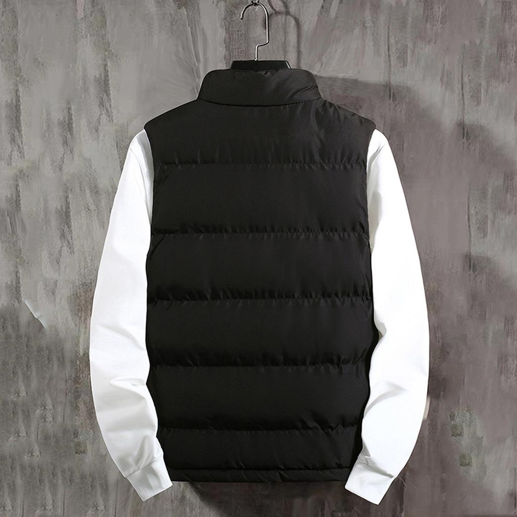 Men Autumn Winter Fashion Stand Collar  Color Waistcoat Vest Jacket Top Coat