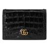 Gucci Gold tone double G accessories lion head pattern crocodile leather playing card set storage bag men and women same style couple model black