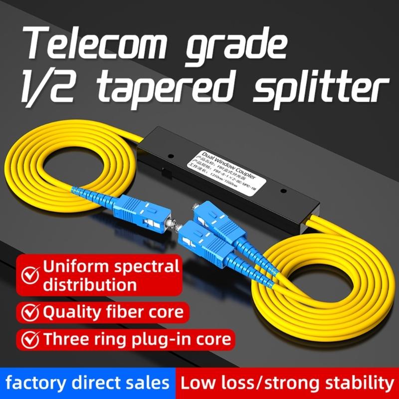 High Performances 1 In 2 Out Opticals Splitter Single Mode G657A1 Fiber For FTTH Applications 1310-1550nm Wavelength