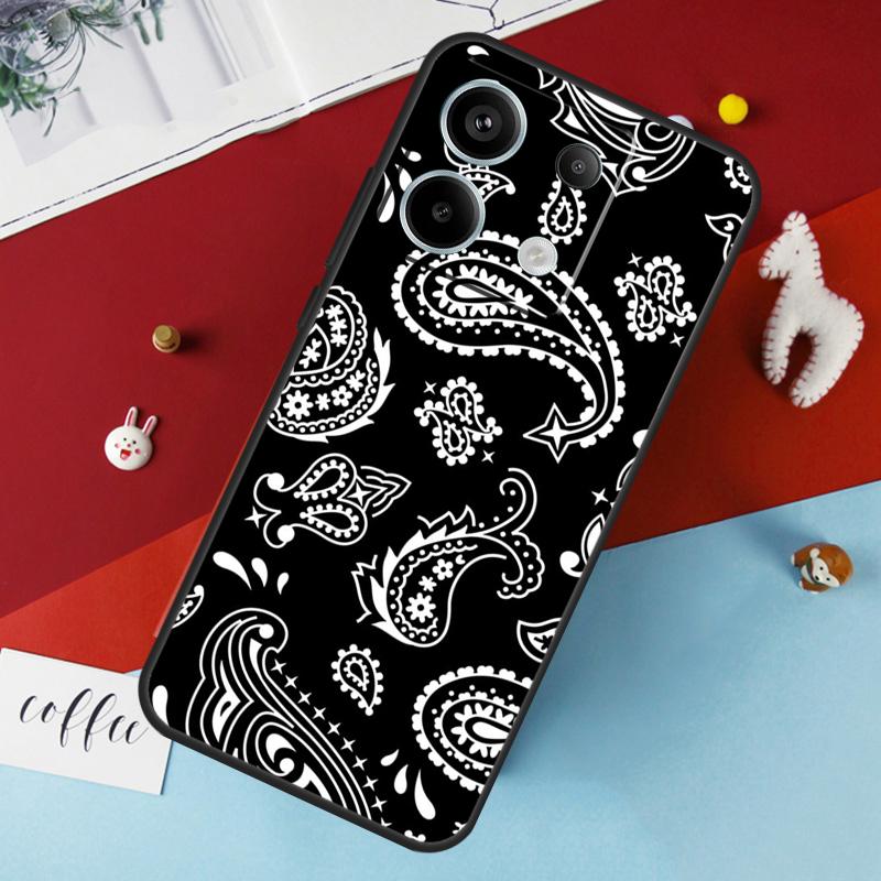 Black Bandana Paisley Case For Xiaomi Redmi 13C 12C 10C 9C 10A Redmi Note 11 9 10 12 13 Pro 9S 10S 11S 12S Cover