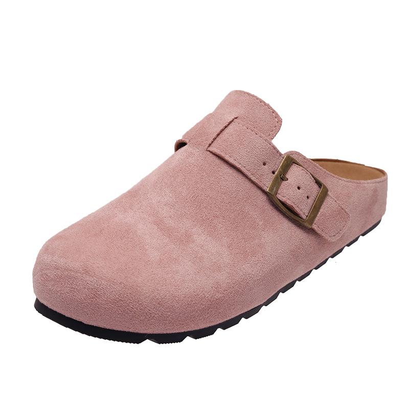Женская замшевая обувь 2026 Мягкая стелька Кожаная Удобная Противоскользящие шнурки Поддержка свода стопы Модные домашние тапочки 43 розовый 2930₽
