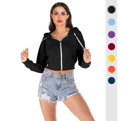 Casual Trend Versatile Women's Autumn Solid Color Hooded Long-sleeved Casual Bottoming Sweater Jacket Female Short Section